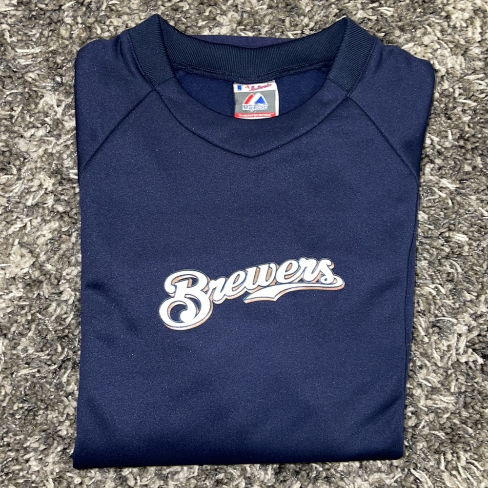 New Milwaukee BREWERS Authentic Majestic Therma Base Pullover
